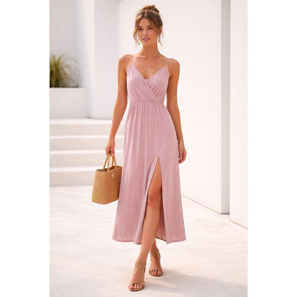 Urban Renewal Midi Dress Dusty Rose Blush Pink NWOT Size S stretch Classic